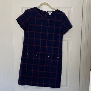 J. Crew Navy and Red Checkered Dress